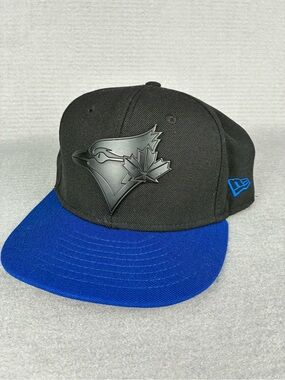 New Era 7 1/8 Metal Logo Black and Blue Toronto Blue Jays Hat